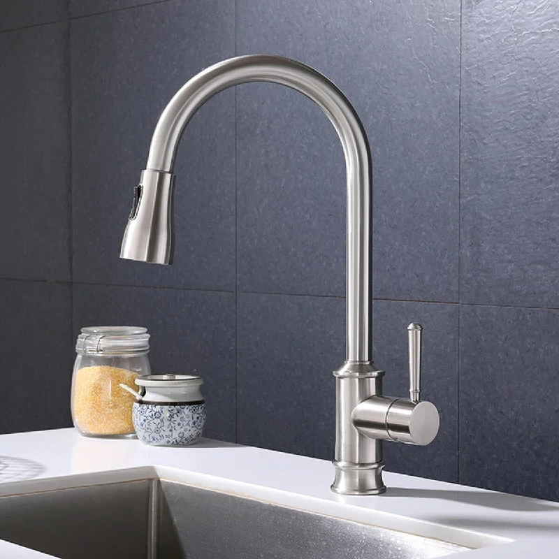 Highly curved pullout kitchen faucet