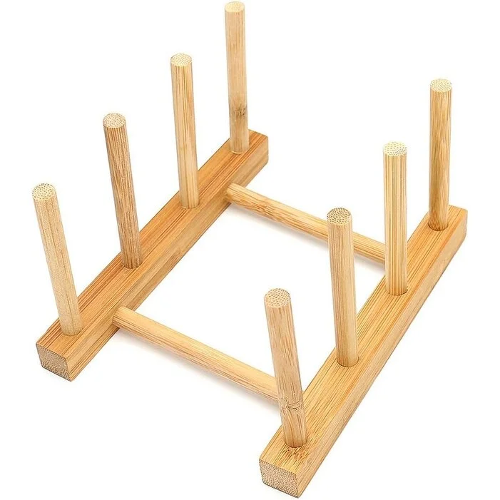 Home Kitchen Natural Bamboo Slip Drain Dish Rack