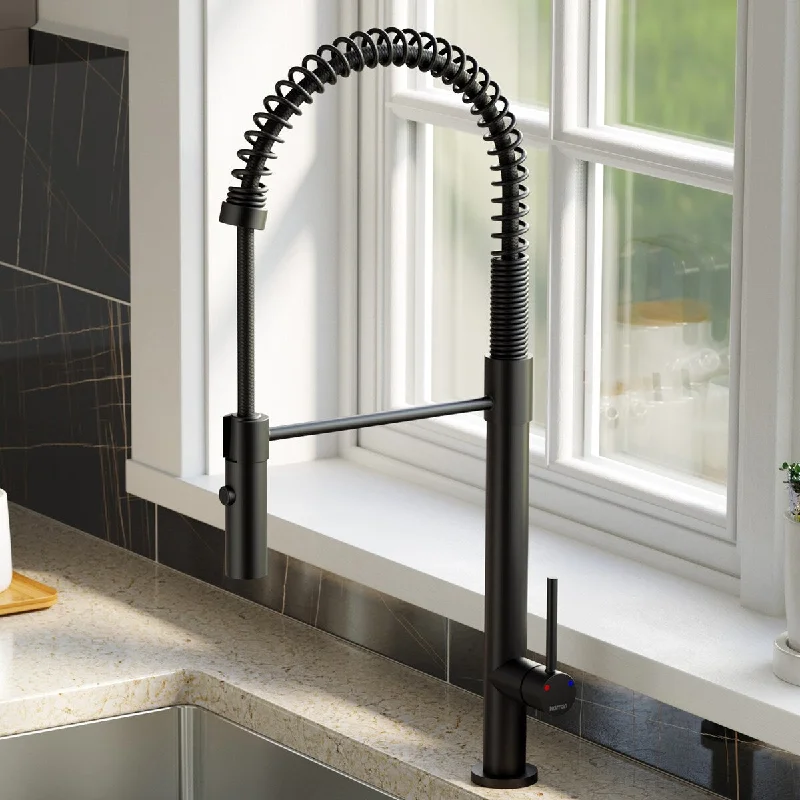 Karran Bluffton Single-Handle Pull-Down Sprayer Kitchen Faucet with Matching Soap Dispenser