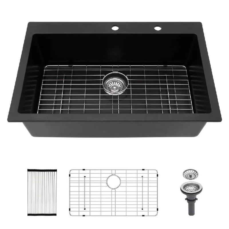 Kichae Drop-in Granite Composite Kitchen Sink 33 Inch - 33"x22"x9.65"