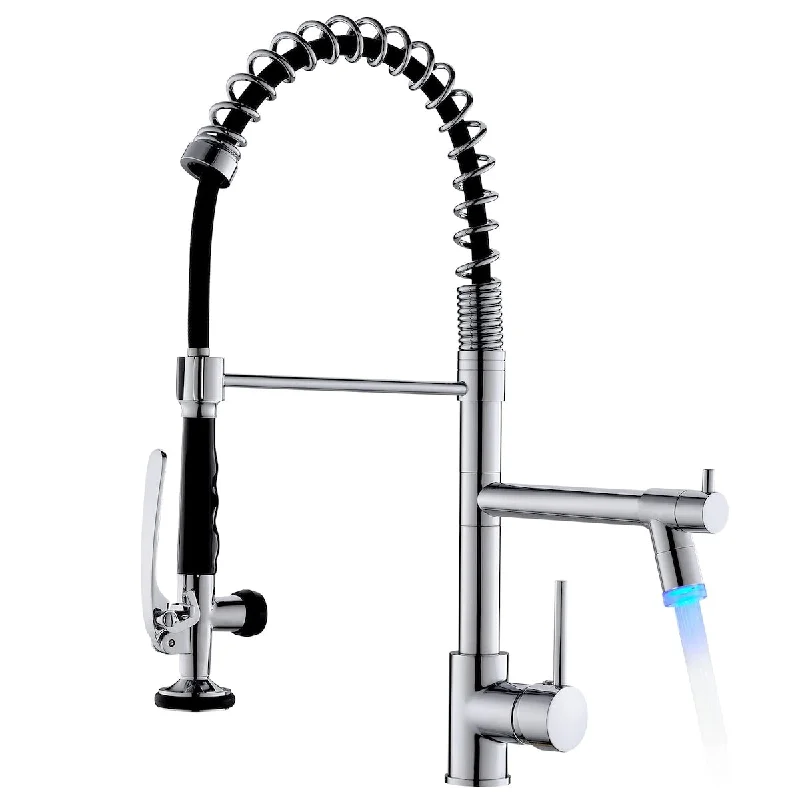 Kitchen Faucet with Pull Down Sprayer,Commercial Single Handle Kitchen Sink Faucet with LED Light