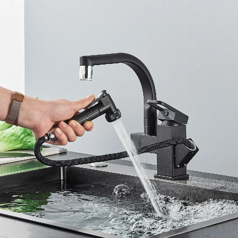 LED Matte Black Kitchen Sink Faucet