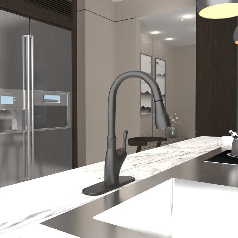 Matte Black Pull Down Touchless Single Handle Kitchen Faucet