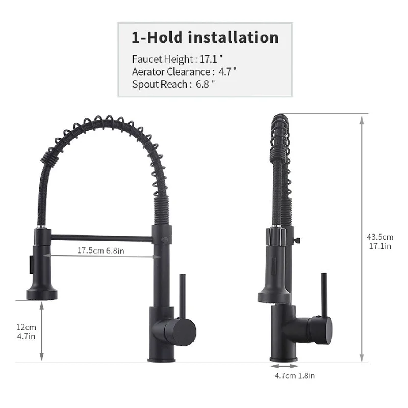 Modern Pull Down Spraye Kitchen Faucet with 1 Handle - 6.8*4.7*17.1