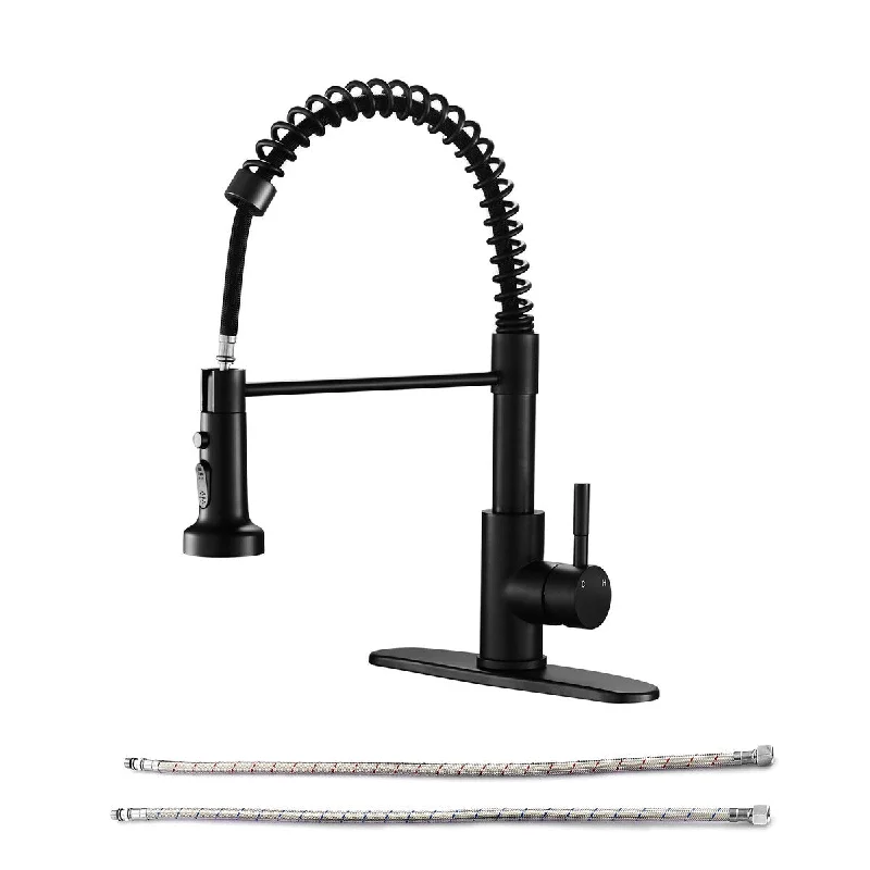 Pull Down Single Handle Sprayer Lever Spring Kitchen Faucet