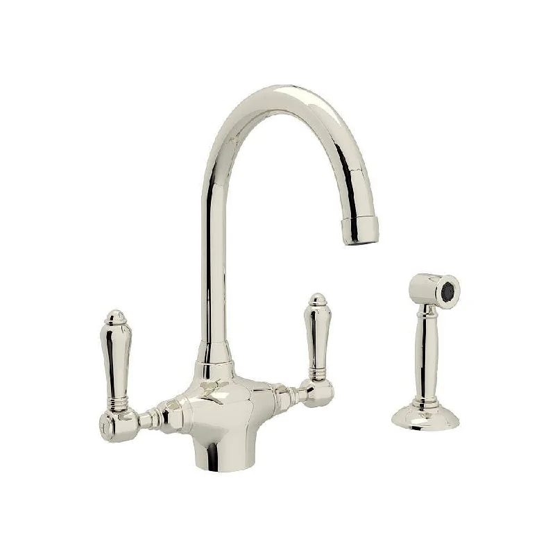 Rohl 2-Handle Kitchen Faucet with Side-Spray in Polished Nickel