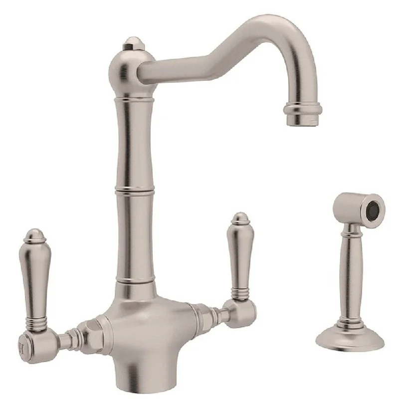 Rohl A1679LMWSSTN-2 Italian Kitchen Acqui Kitchen Faucet With Double-Lever Handle