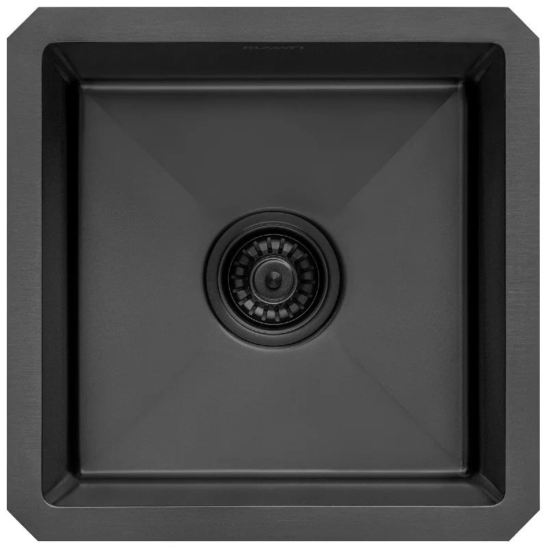 Ruvati 15-inch Gunmetal Black Stainless Steel Undermount Bar Prep 16 Gauge Kitchen Sink - RVH7015BL