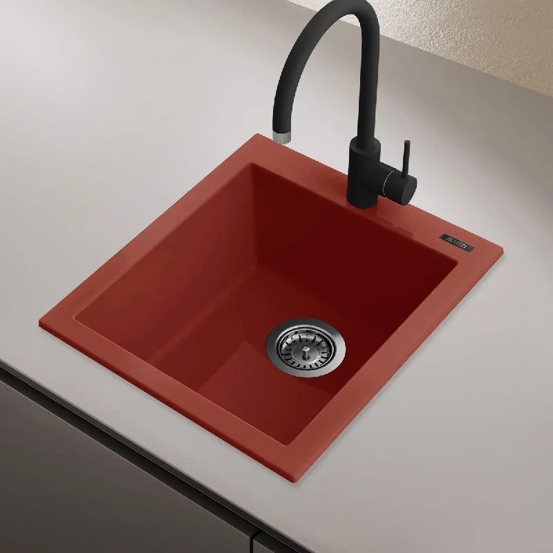 Ruvati 16 x 20 inch Topmount Granite Composite Single Bowl Kitchen Sink - Berry Red - RVG1016BR