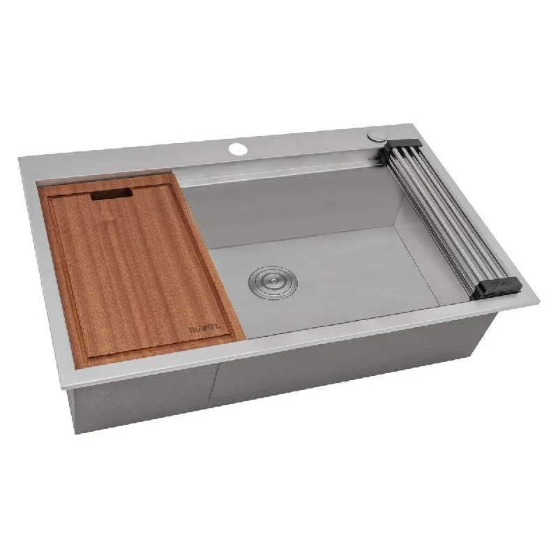 Ruvati 27 x 20 inch RV Workstation Drop-in Bar Prep Kitchen Sink 16 Gauge Stainless Steel - RVH8207