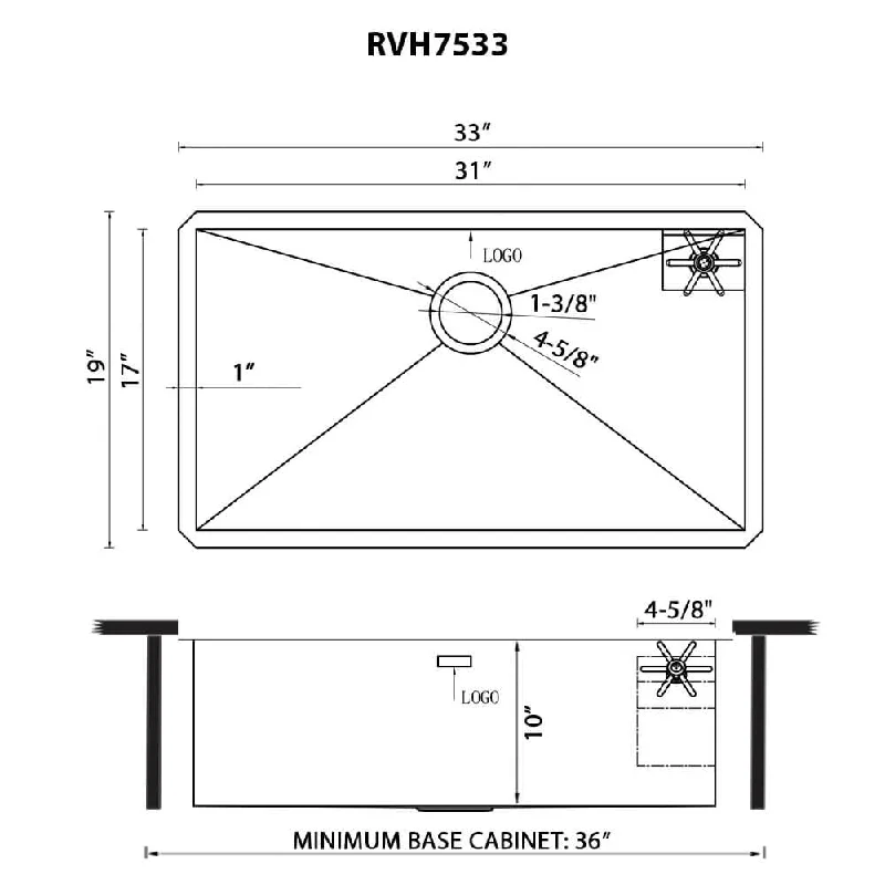 Ruvati 30-inch Undermount 16 Gauge Stainless Steel Rounded Corners Kitchen Sink - RVH7533