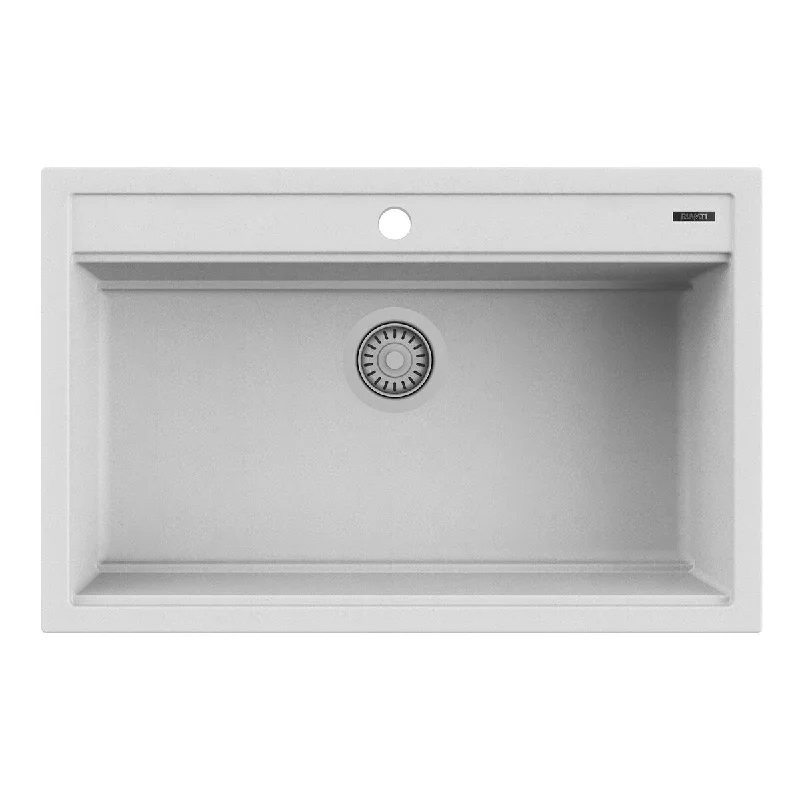 Ruvati 31-inch epiCube Granite Composite Workstation Drop-in Kitchen Sink Matte White - RVG1631WH