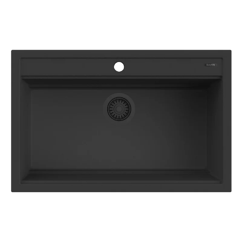 Ruvati 31-inch epiCube Granite Composite Workstation Matte Black Drop-in Kitchen Sink - RVG1631BK