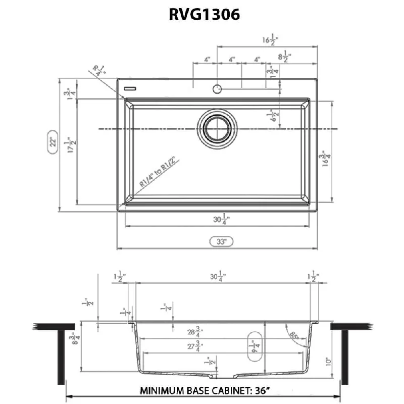 Ruvati 33-inch Granite Composite Workstation Matte Black Drop-in Topmount Kitchen Sink - RVG1306BK