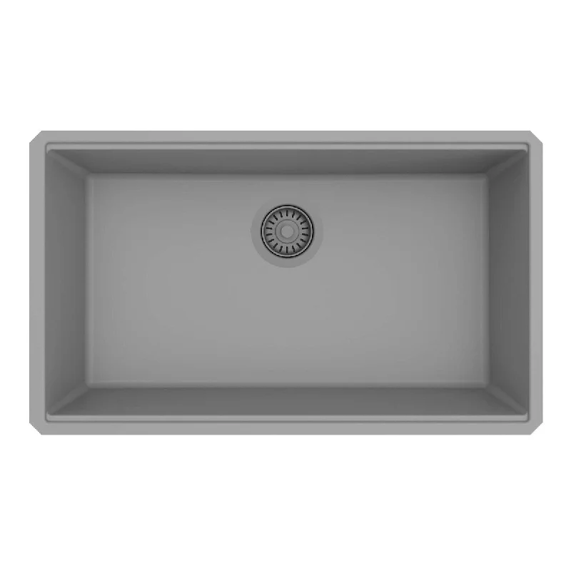 Ruvati 33 x 19 inch Granite Composite Undermount Single Bowl Kitchen Sink - Urban Gray - RVG2080UG