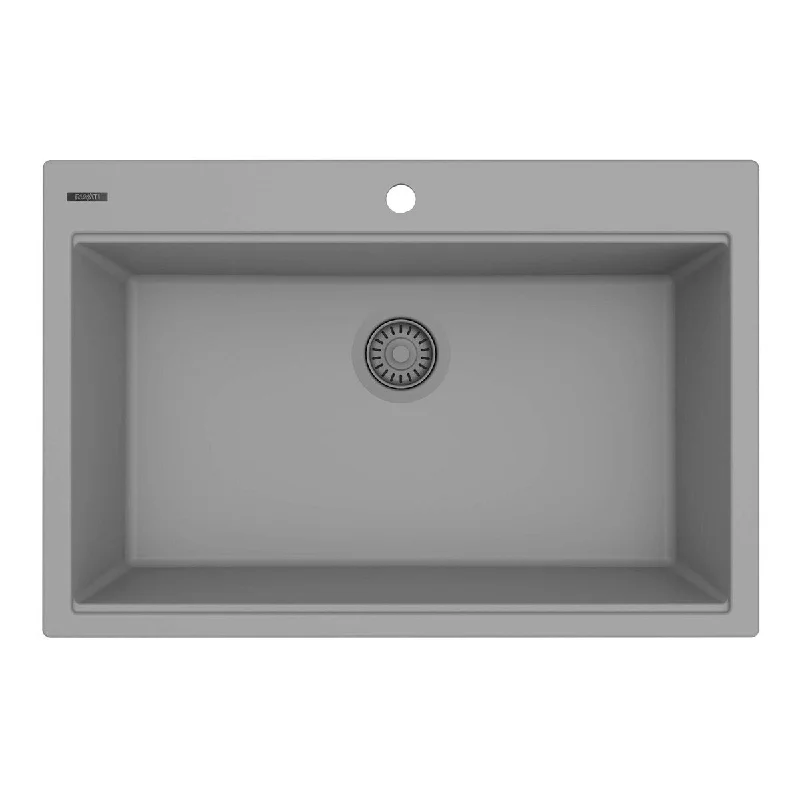 Ruvati 33 x 22 inch Topmount Granite Composite Single Bowl Kitchen Sink - Urban Gray - RVG1080UG