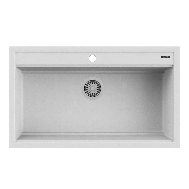 Ruvati 34-inch epiCube Granite Composite Workstation Drop-in Kitchen Sink Matte White - RVG1634WH