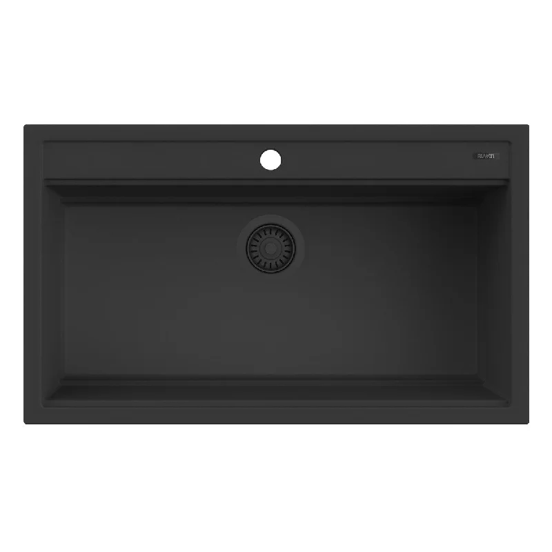 Ruvati 34-inch epiCube Granite Composite Workstation Matte Black Drop-in Kitchen Sink - RVG1634BK