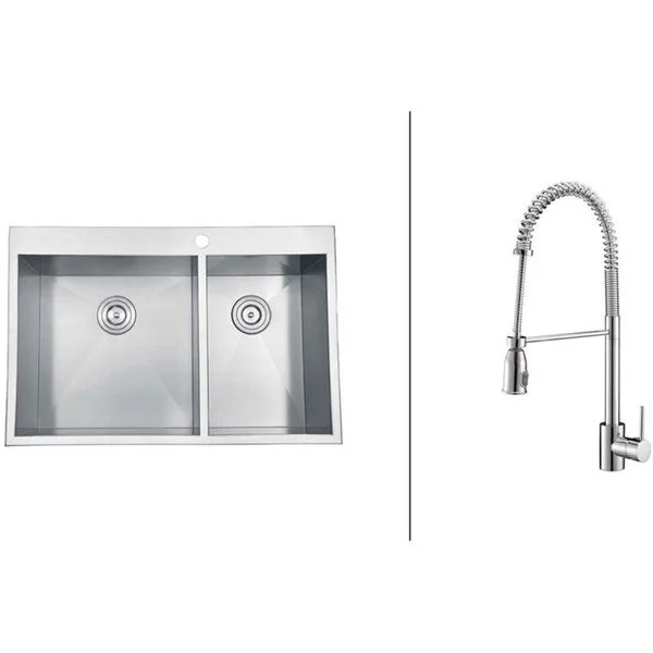 Ruvati RVC2406 Stainless Steel Kitchen Sink and Polished Chrome Faucet Set