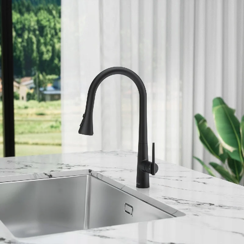 Single Handle Deck Mounted High Arc Pull Down Brass Kitchen Faucet