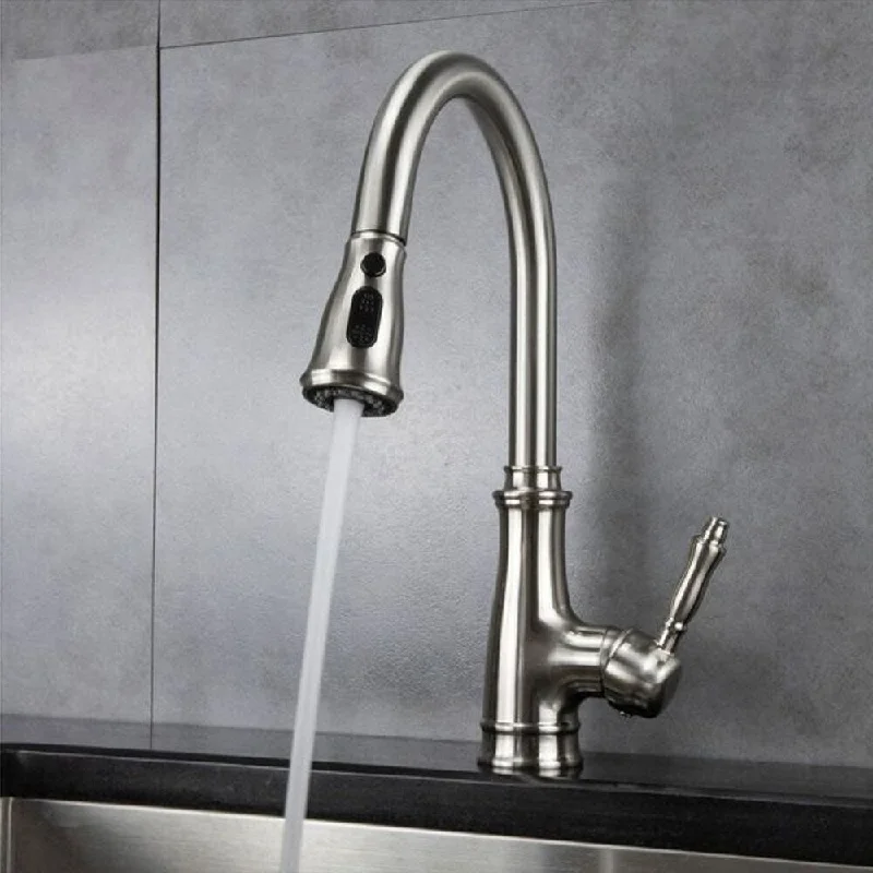 Single Handle Pull-down Kitchen Faucet in Brushed Nickel