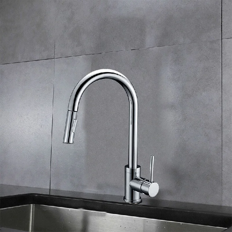 Single Handle Pull-out Kitchen Faucet in Brushed Nickel Finish