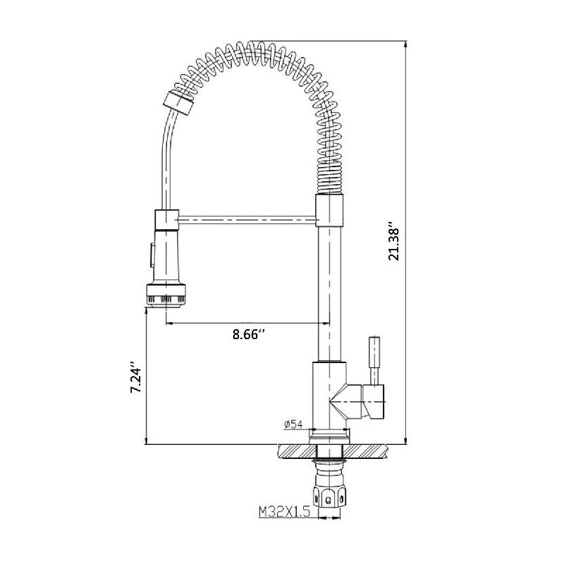 Single Handle Single Lever Pull Down Sprayer Spring Kitchen Sink Faucet Brushed Nickel