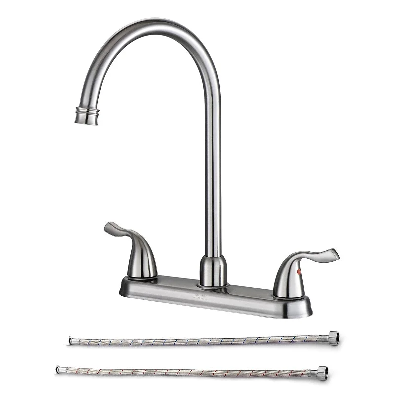 Stainless Steel High Arch Two Handles Kitchen Faucet