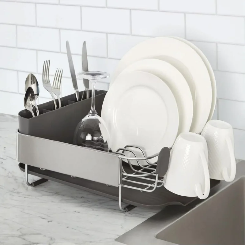 Stainless Steel Wrap Compact Dish Rack in Satin Gray