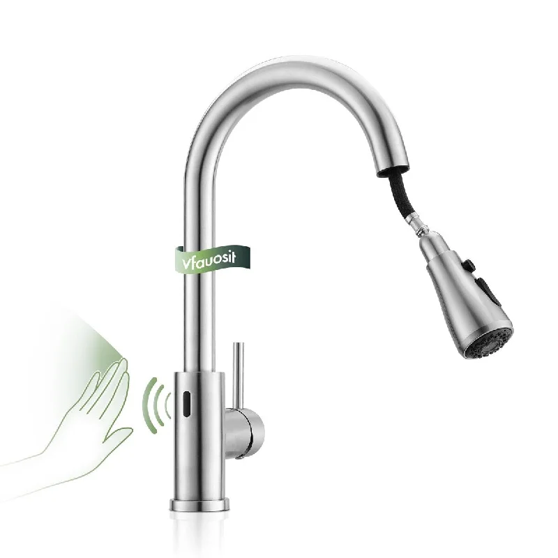 Touchless Kitchen Faucet, Kitchen Sink Faucet with Pull Down Sprayer Motion Sensor Smart Hands-Free, Single Hole Faucet