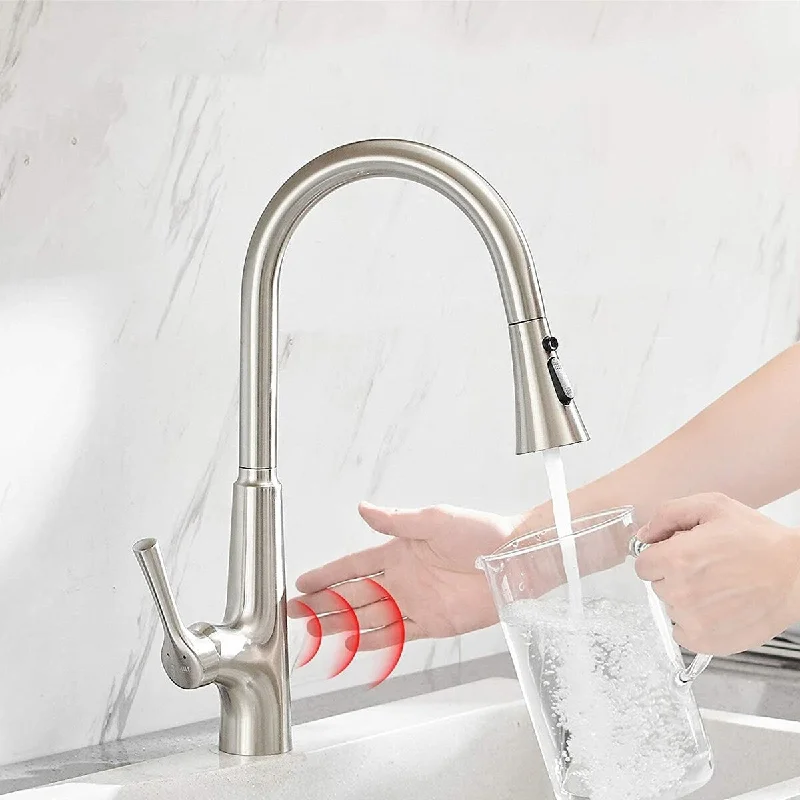 Touchless Sensor Commercial Pull-Down Single Handle Kitchen Faucet