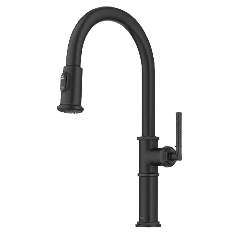 Traditional Industrial Pull-Down Single Handle Kitchen Faucet in Matte Black, KPF-4100MB