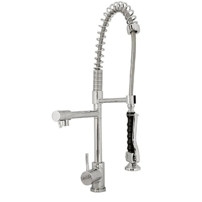 Virtu USA Single Handle Kitchen Faucet in Brush Nickel/Polish Chrome