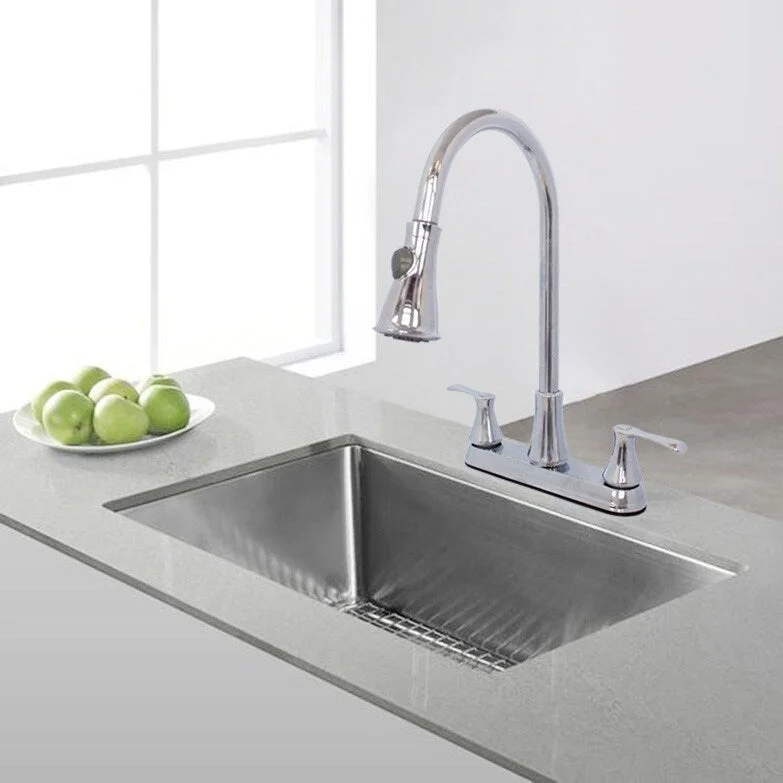 Wasserman - Kitchen Sink Faucet Double Handle Pull Down Spray in Chrome