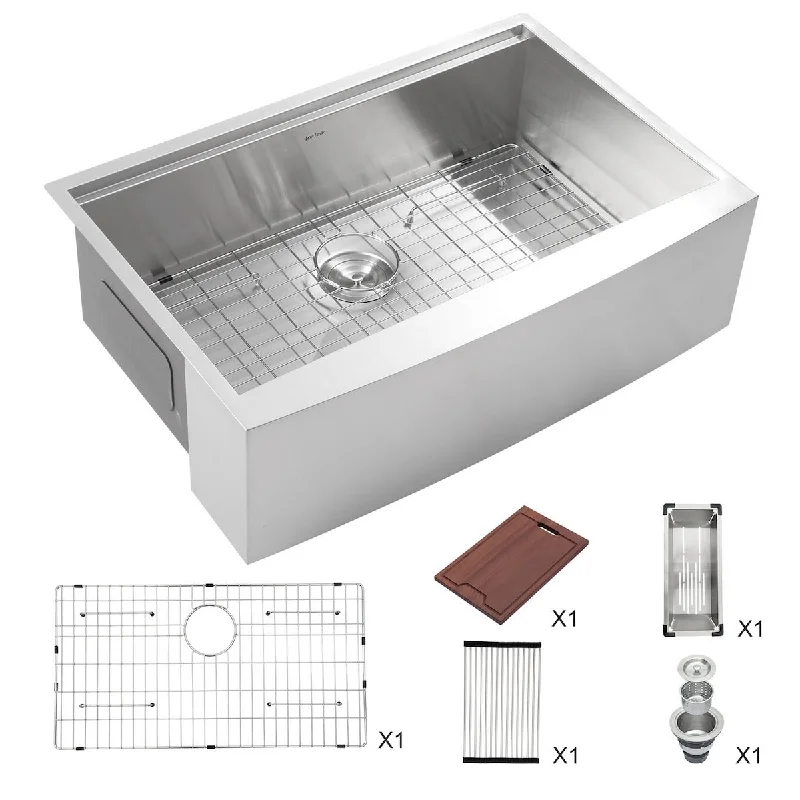 Workstation Single Bowl Stainless Steel Farmhouse Kitchen Sink with Cutting Board