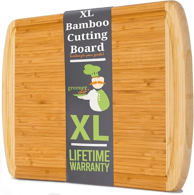 18” Extra Large Bamboo Cutting Board - Organic, XL, Lifetime Replacement