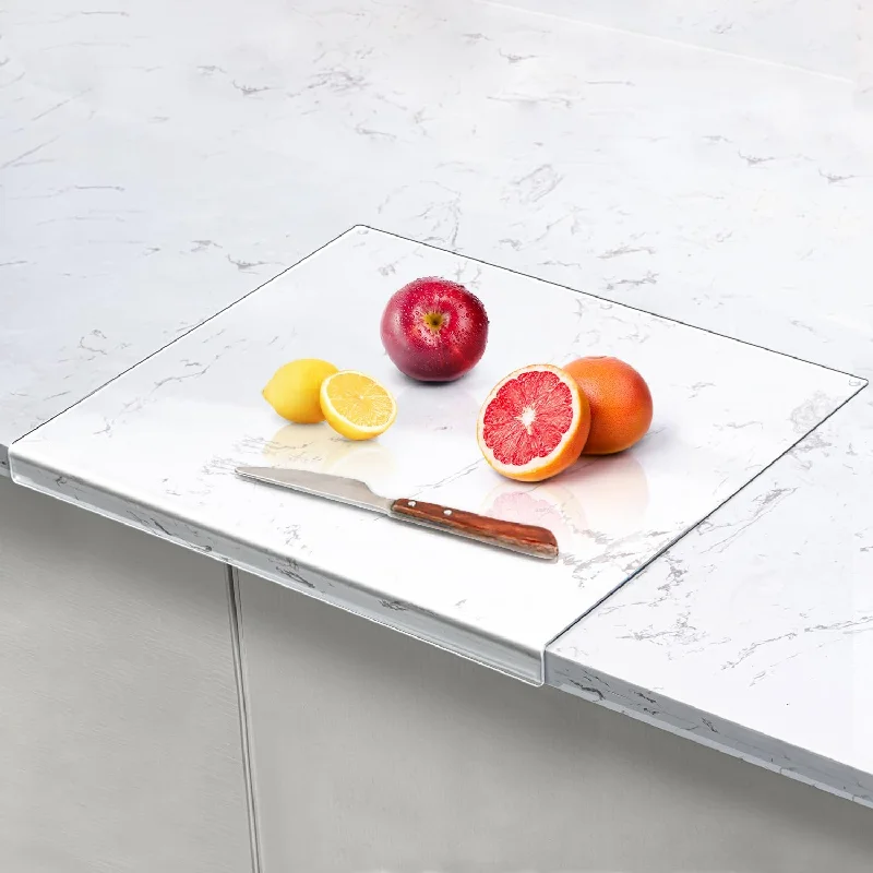 Acrylic Clear Cutting Board with Counter Lip for Countertop Kitchen (18" x 16")