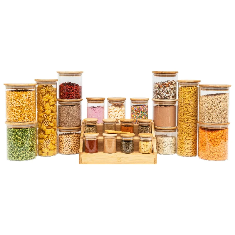 Bamboo Glass Starter Pantry Container Pack