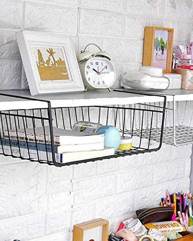 Black Metal Under Shelf Storage Basket