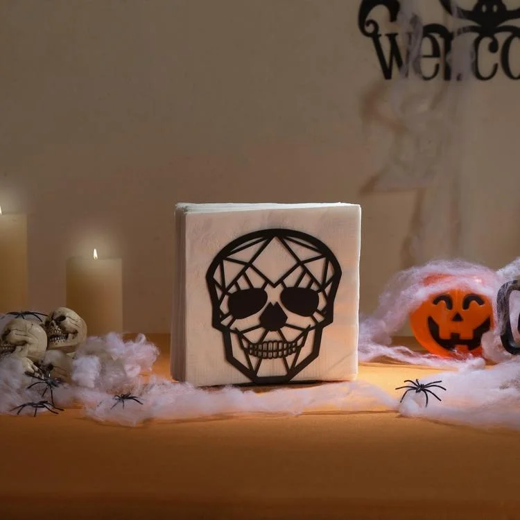 Black Skull Design Metal Napkin Holder