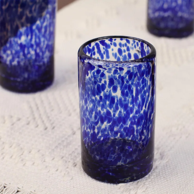 Blue Hand Blown Tumbler Glasses - Set of 6