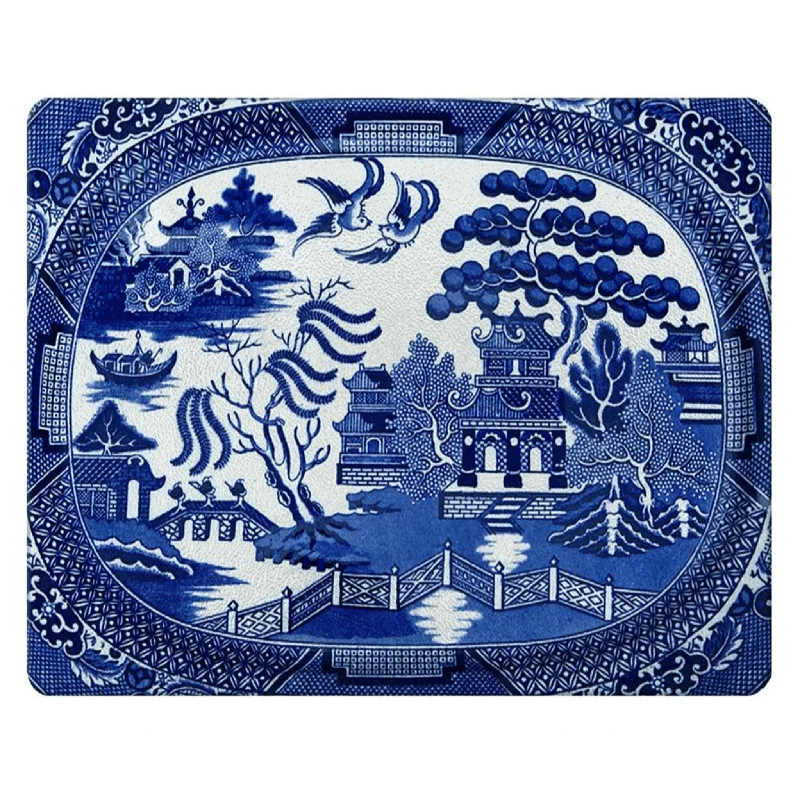 Blue Willow Glass Cutting Board, Available in Two Different Sizes