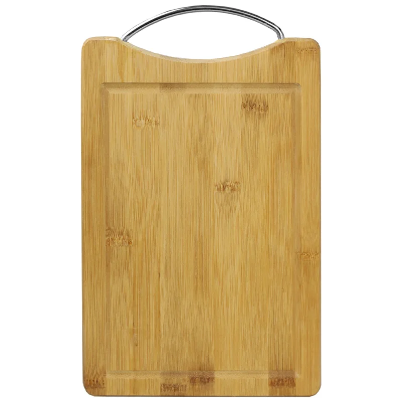 8" x 12"  Bamboo Cutting Board with Juice Groove and Stainless Steel Handle