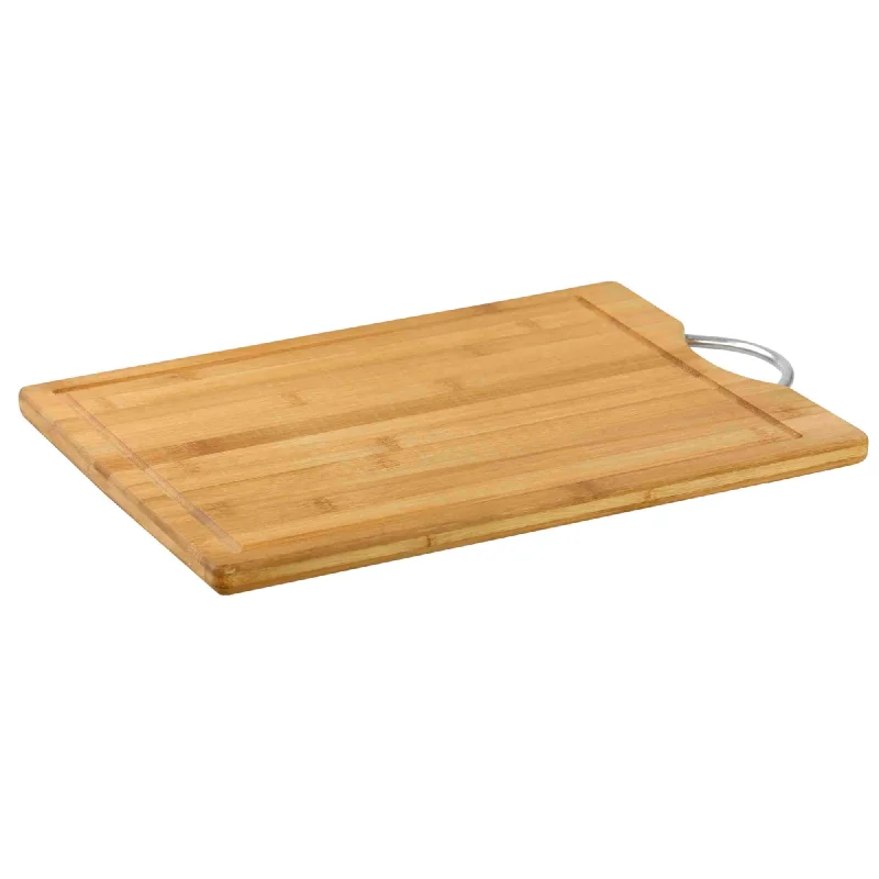 12" x 16" Bamboo Cutting Board with Juice Groove and Stainless Steel Handle