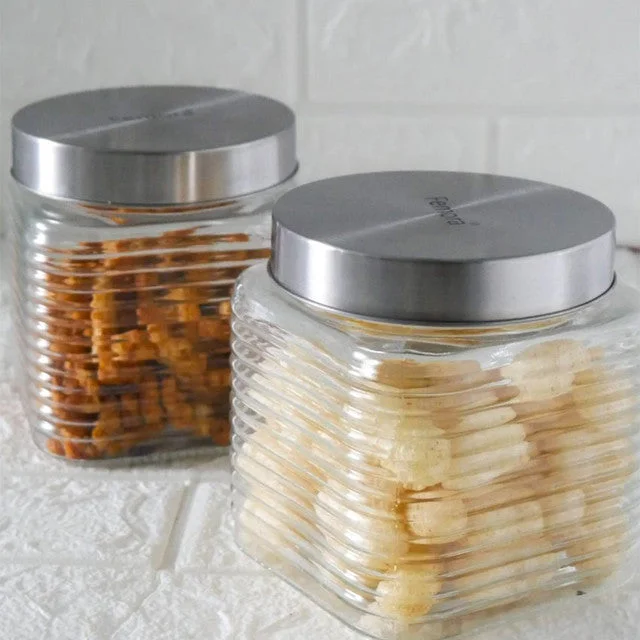 Chic Square Glass Storage Jars | 650ml | 5 x 5 inches