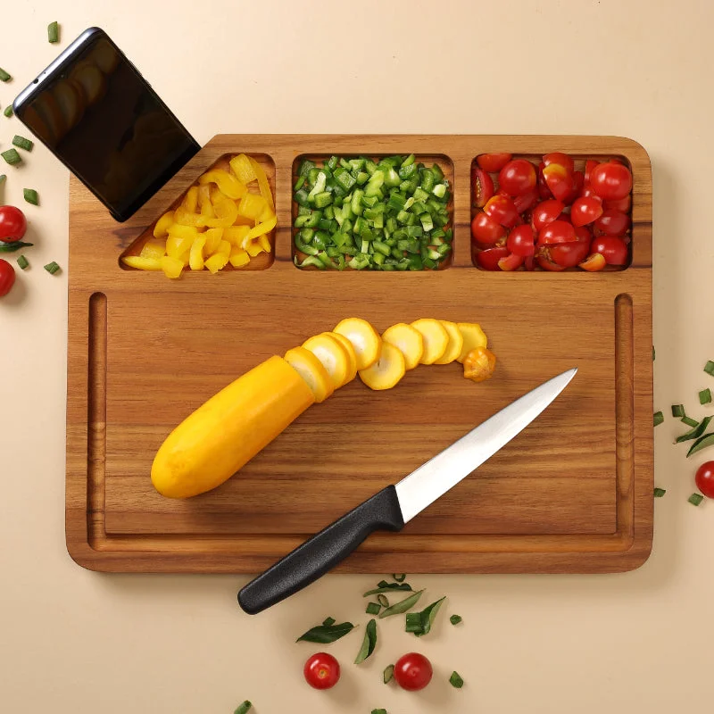 Teakogram Chopping Board with Mobile/Tablet Holder