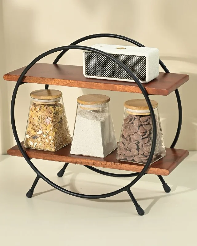 Circular Organizer With Black Frame | 16 x 14.5 x 6 inches