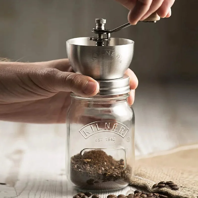 Kilner Coffee Storage Jar with Stainless Steel Grinder | 4 x 8 inches