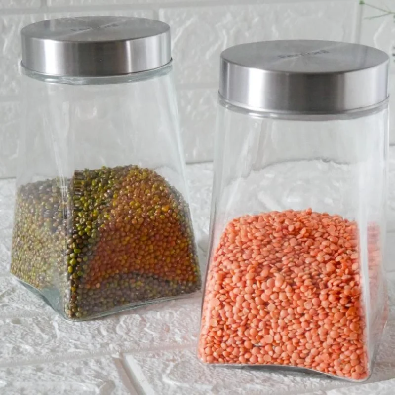 Crystal Clear Square Glass Storage Jars | 1300ml | 4 x 7 inches