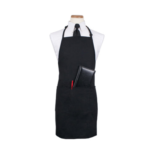 Culinary Essentials 859393 4-Pocket Extra-Long Bib Apron, Black